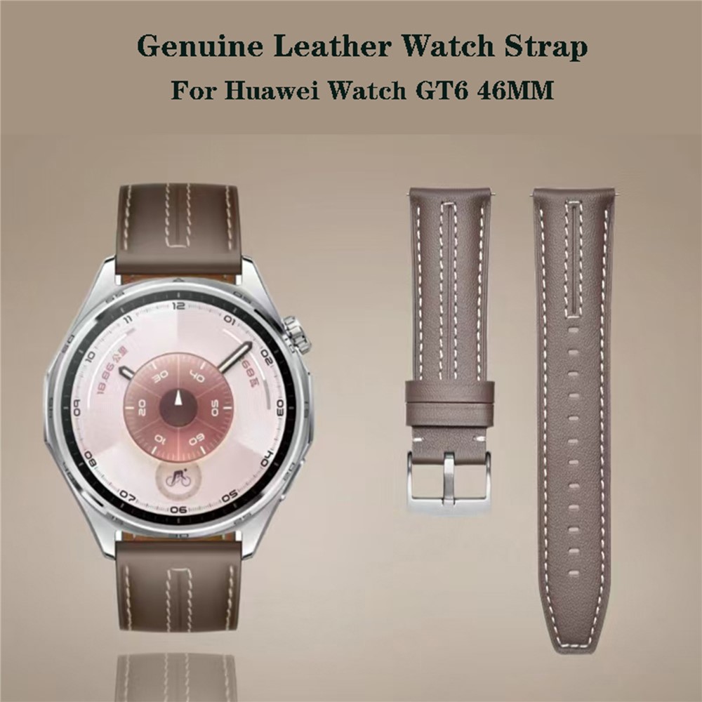  Klockarmband 22 mm Äkta Läder Mörk Brun