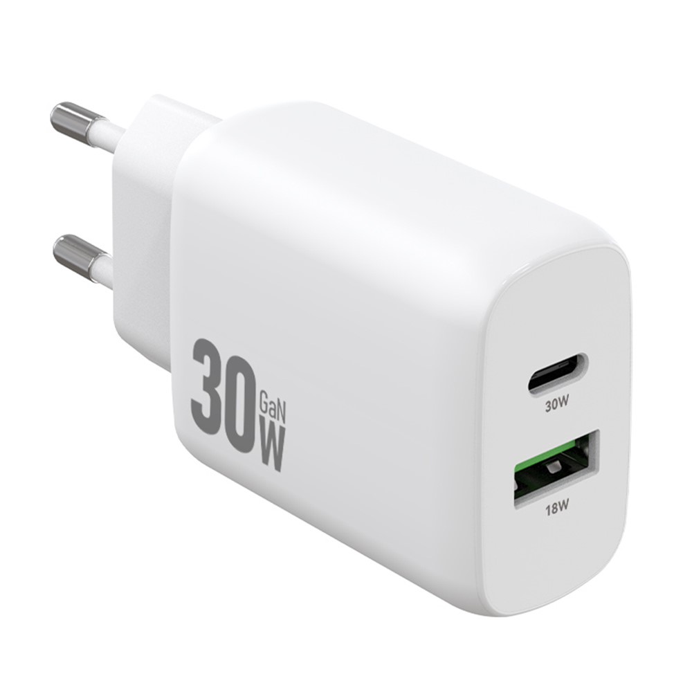AMORUS Amorus 30W GaN PD QC USB-C / USB-A Väggladdare Vit
