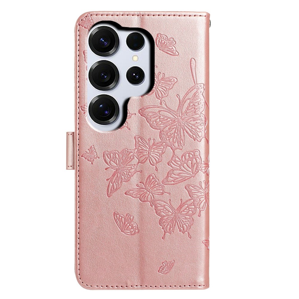  Samsung Galaxy S26 Ultra Fodral Fjäril Tryck Roséguld