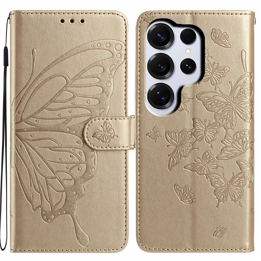  Samsung Galaxy S26 Ultra Fodral Fjäril Tryck Guld