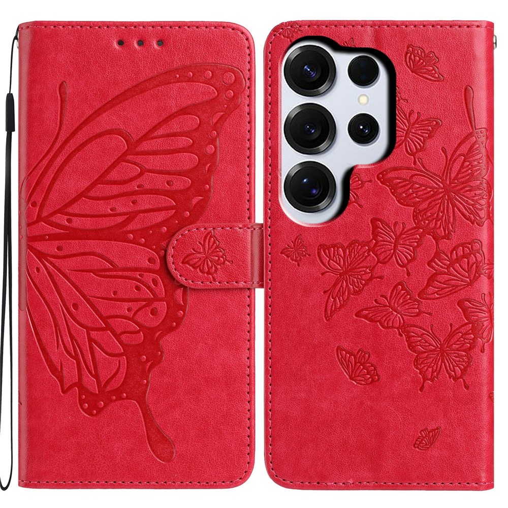  Samsung Galaxy S26 Ultra Fodral Fjäril Tryck Röd