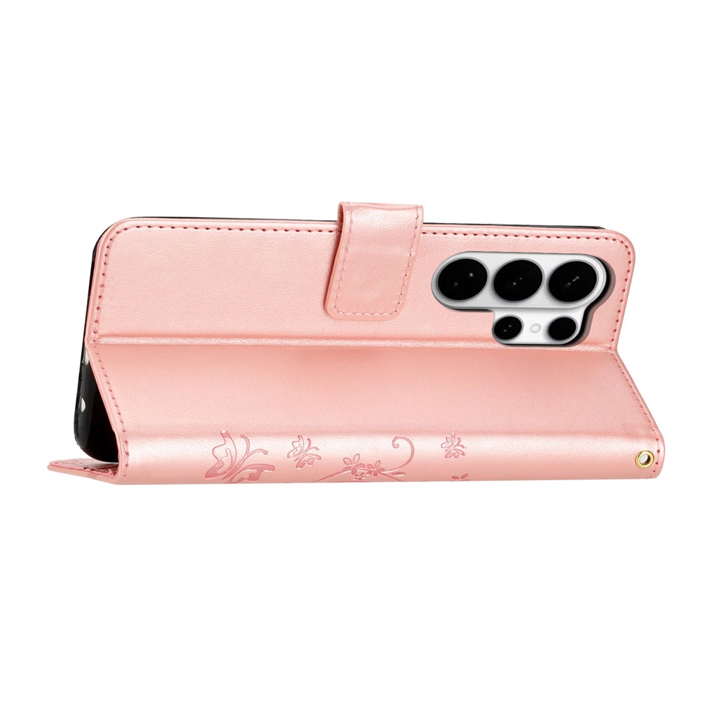  Samsung Galaxy S26 Ultra Fodral Med Blommigt Tryck Roséguld