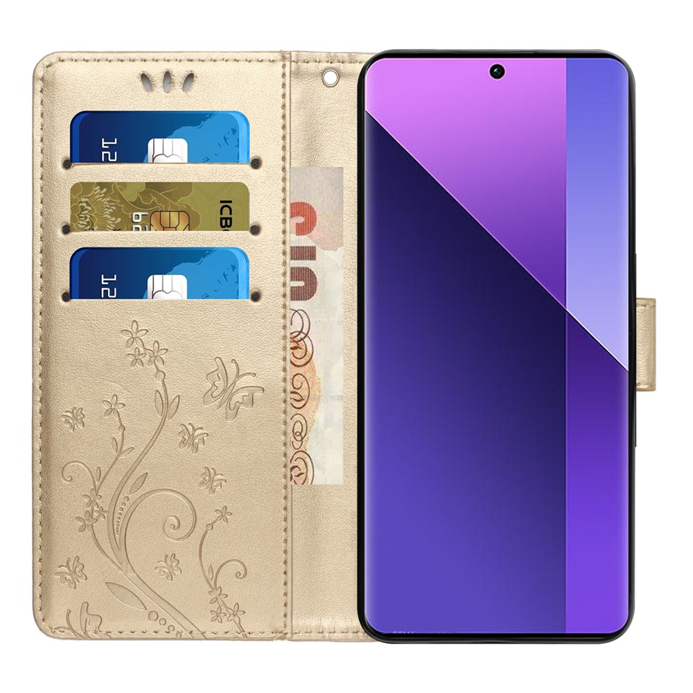  Samsung Galaxy S26 Ultra Fodral Med Blommigt Tryck Guld