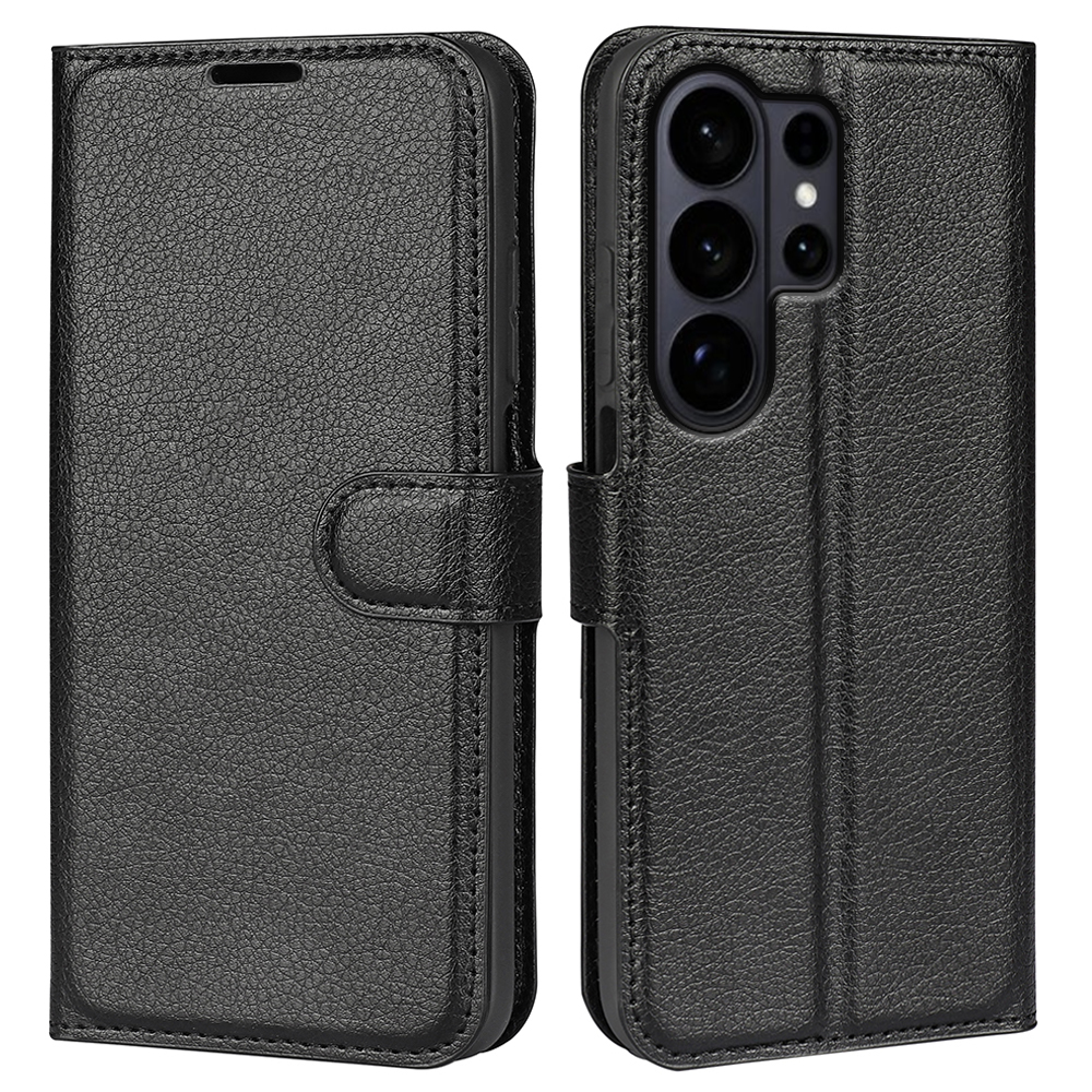  Samsung Galaxy S26 Ultra Fodral Litchi Läder Svart