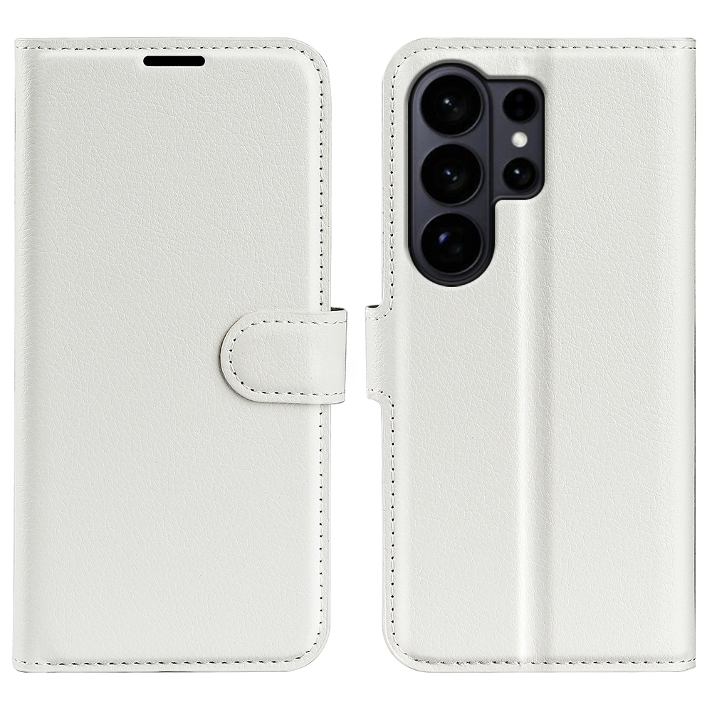  Samsung Galaxy S26 Ultra Fodral Litchi Läder Vit