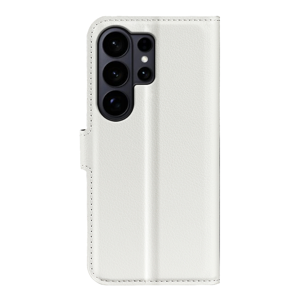  Samsung Galaxy S26 Ultra Fodral Litchi Läder Vit