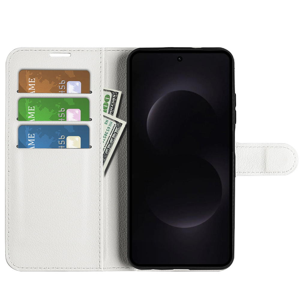  Samsung Galaxy S26 Ultra Fodral Litchi Läder Vit