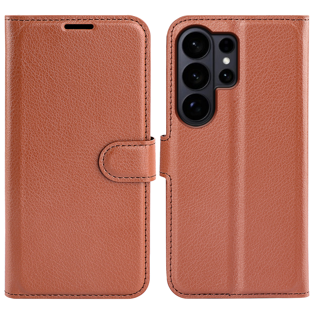  Samsung Galaxy S26 Ultra Fodral Litchi Läder Brun