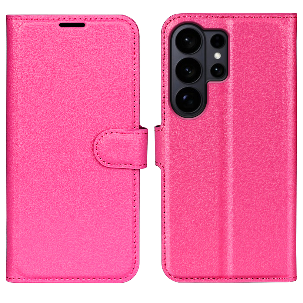  Samsung Galaxy S26 Ultra Fodral Litchi Läder Rosa