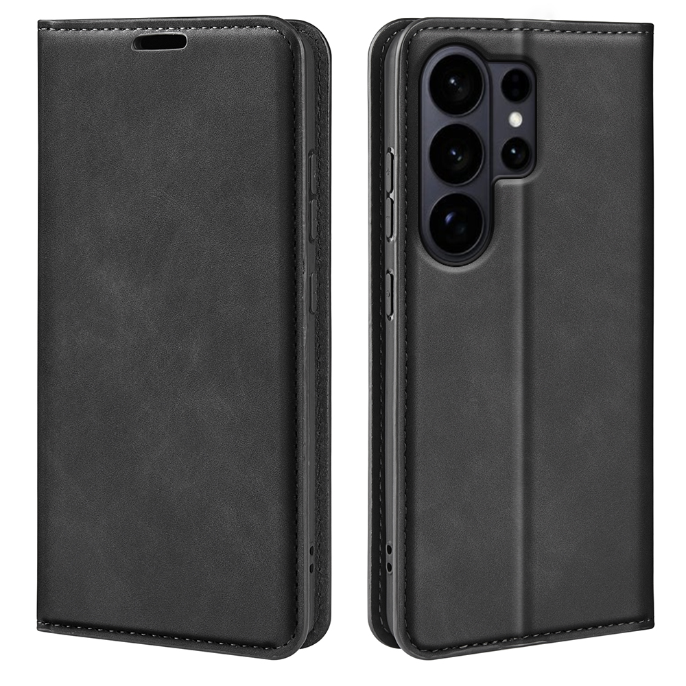  Samsung Galaxy S26 Ultra Fodral Flip Skin Touch Läder Svart
