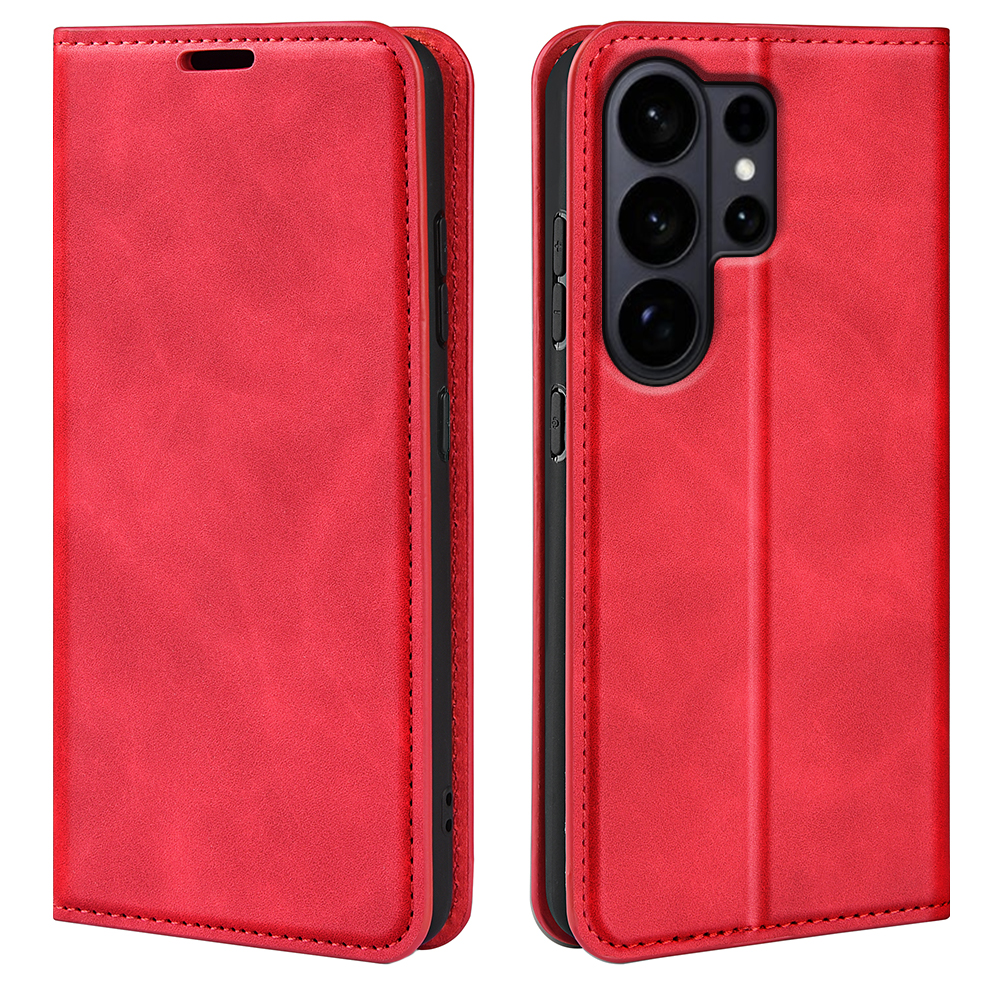  Samsung Galaxy S26 Ultra Fodral Flip Skin Touch Läder Röd