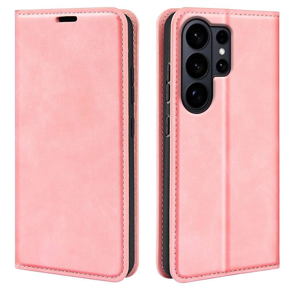  Samsung Galaxy S26 Ultra Fodral Flip Skin Touch Läder Rosa