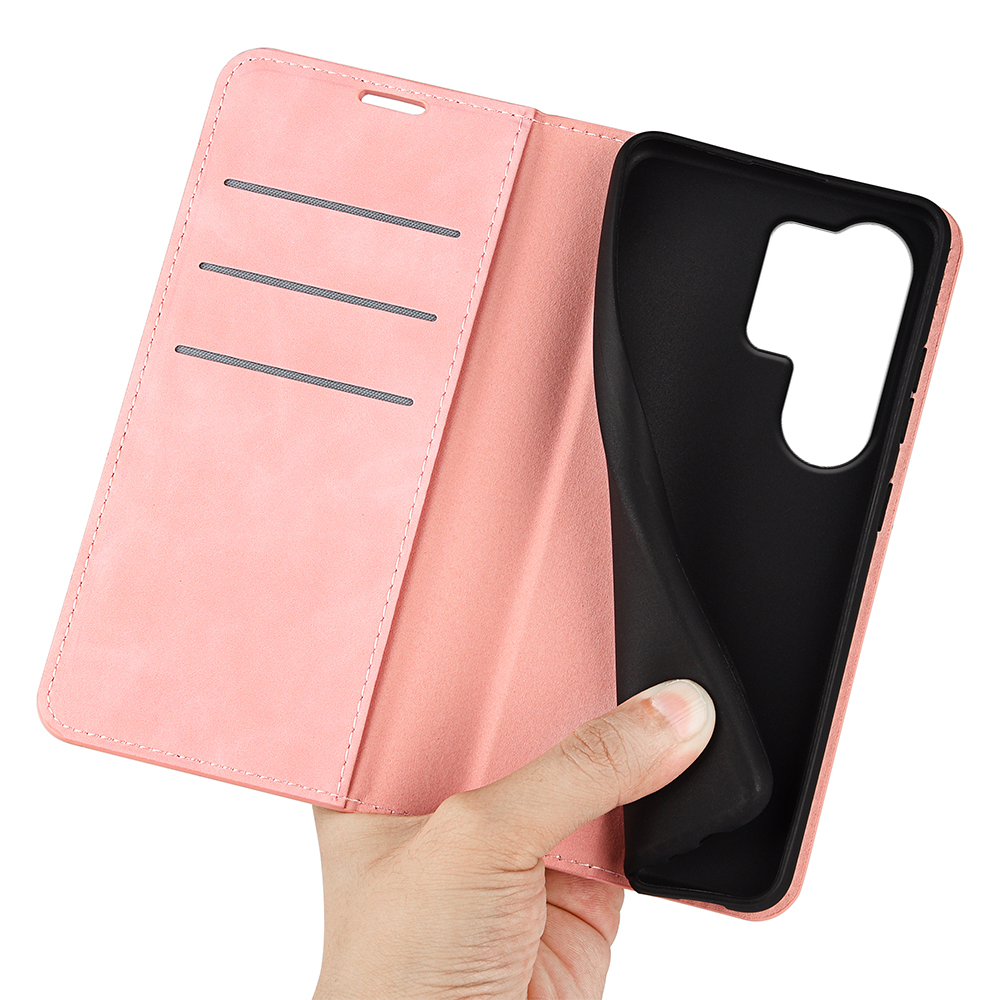  Samsung Galaxy S26 Ultra Fodral Flip Skin Touch Läder Rosa