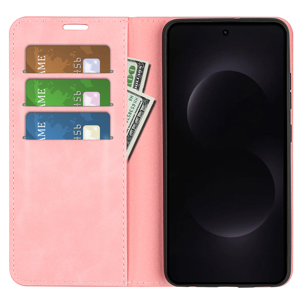  Samsung Galaxy S26 Ultra Fodral Flip Skin Touch Läder Rosa