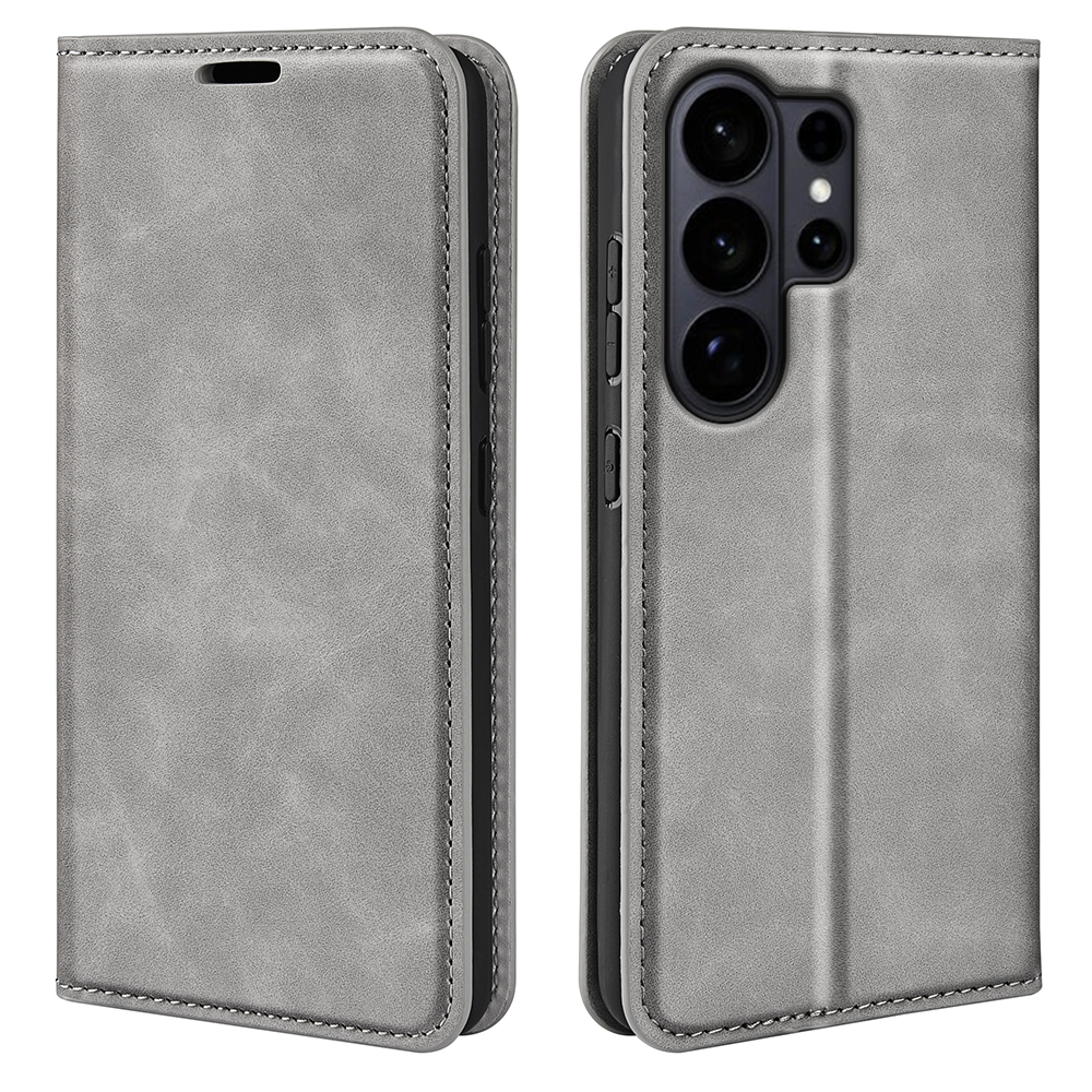 Samsung Galaxy S26 Ultra Fodral Flip Skin Touch Läder Grå
