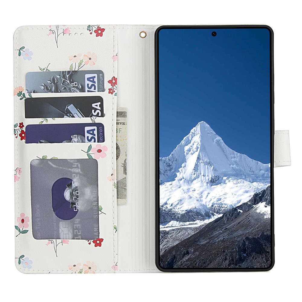  Samsung Galaxy S26 Ultra Fodral Rhombus Läder Blommor Vit