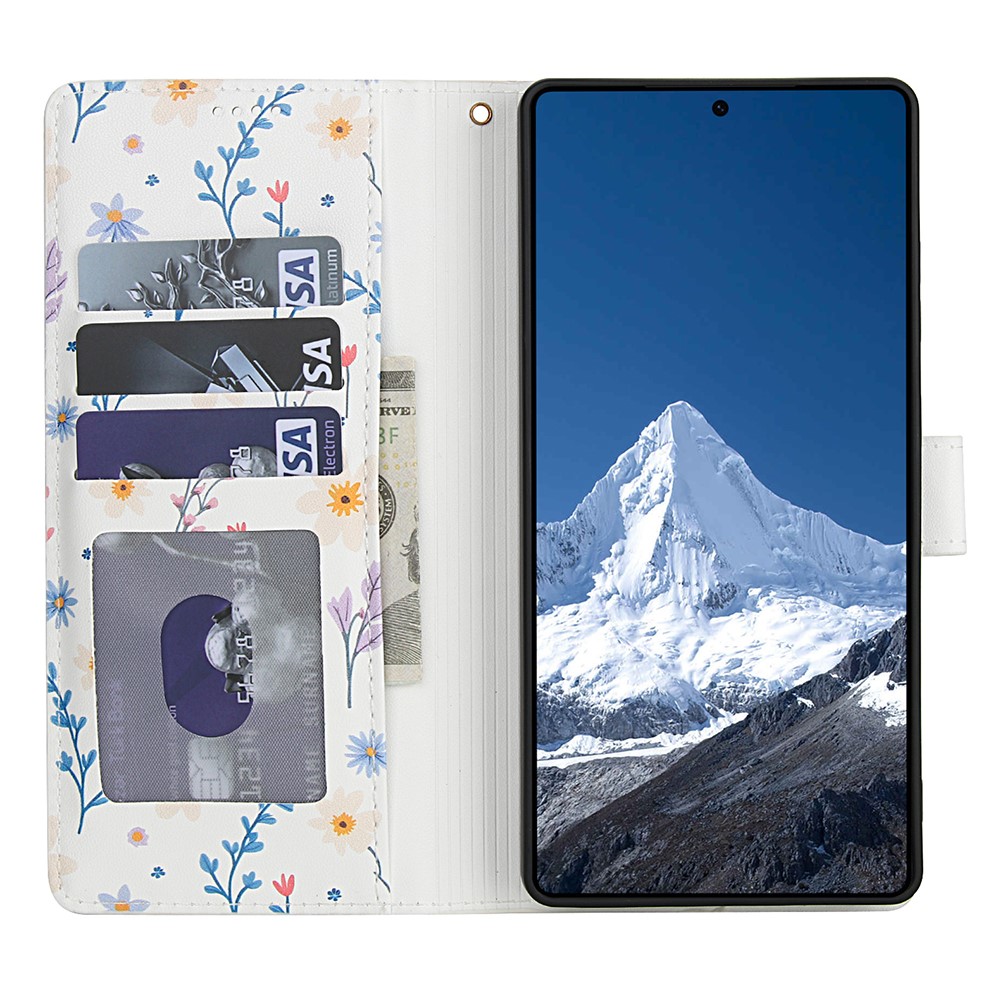  Samsung Galaxy S26 Ultra Fodral Rhombus Läder Blommor Vit