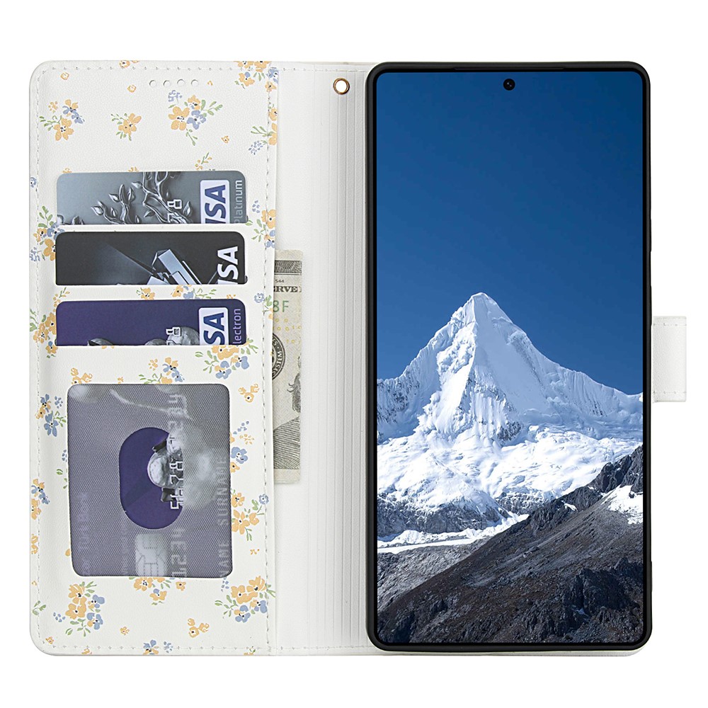  Samsung Galaxy S26 Ultra Fodral Rhombus Läder Blommor Vit