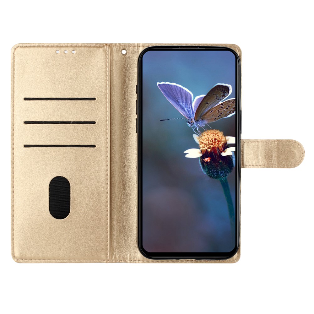  Samsung Galaxy S26 Ultra Fodral Med Blommigt Tryck Läder Guld