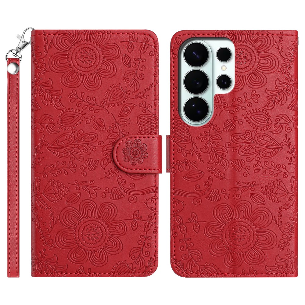  Samsung Galaxy S26 Ultra Fodral Med Blommigt Tryck Röd
