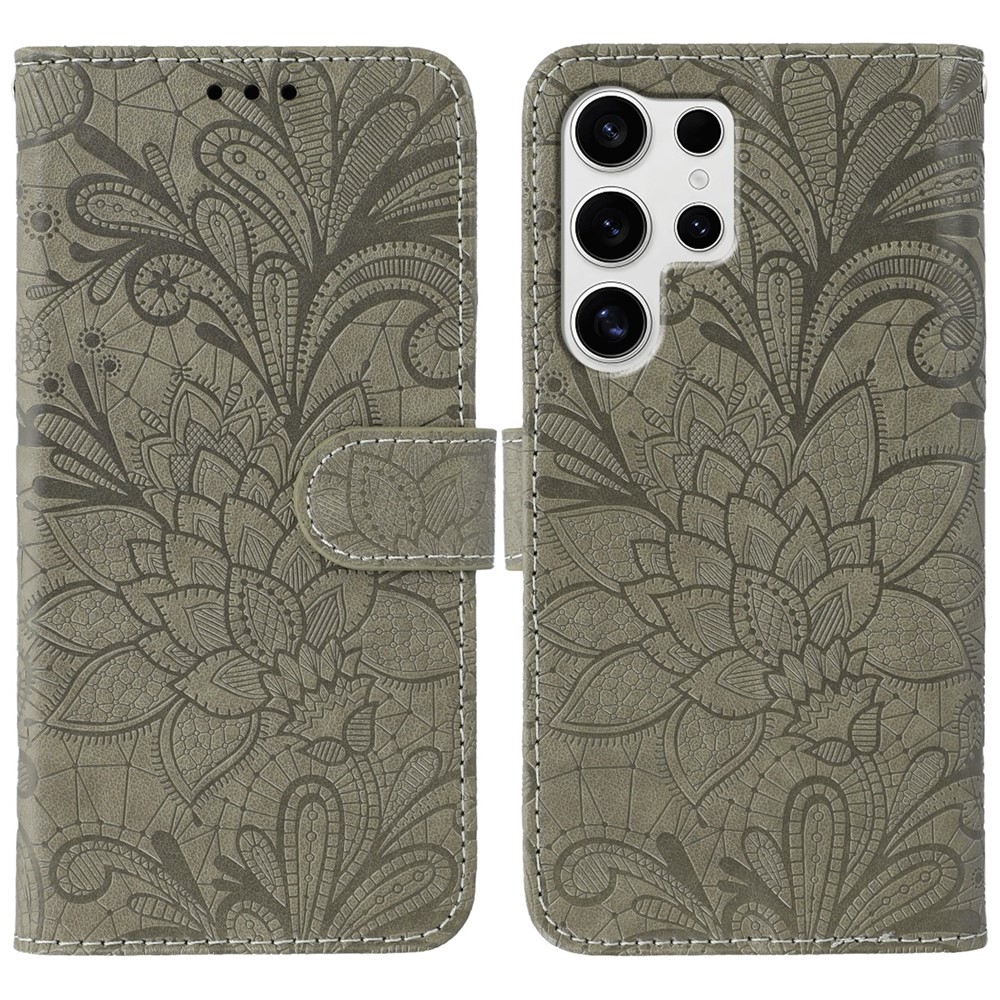  Samsung Galaxy S26 Ultra Fodral Med Blommigt Tryck Grå