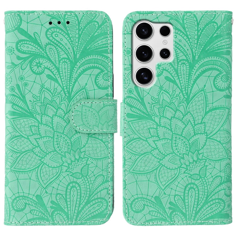  Samsung Galaxy S26 Ultra Fodral Med Blommigt Tryck Grön
