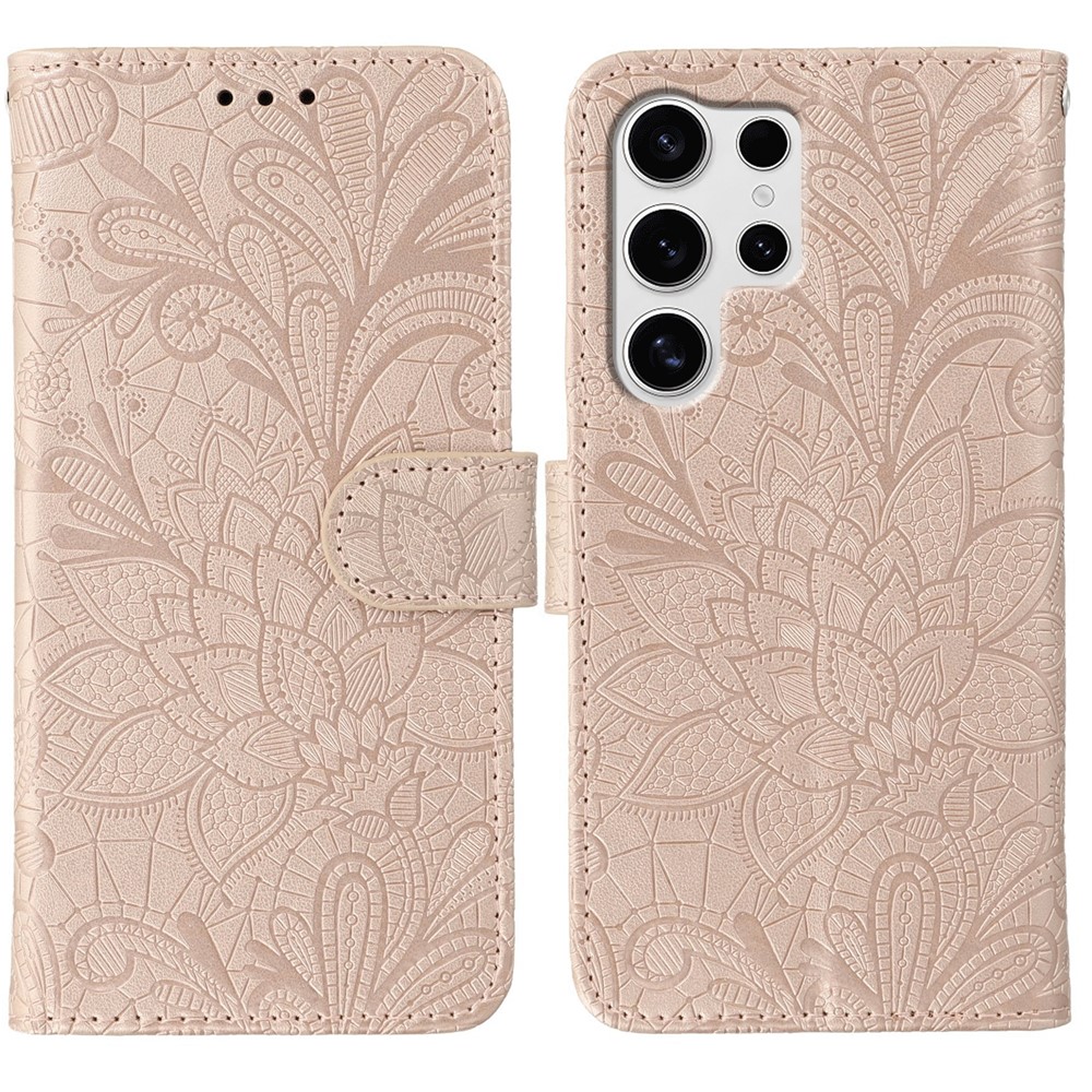  Samsung Galaxy S26 Ultra Fodral Med Blommigt Tryck Roséguld
