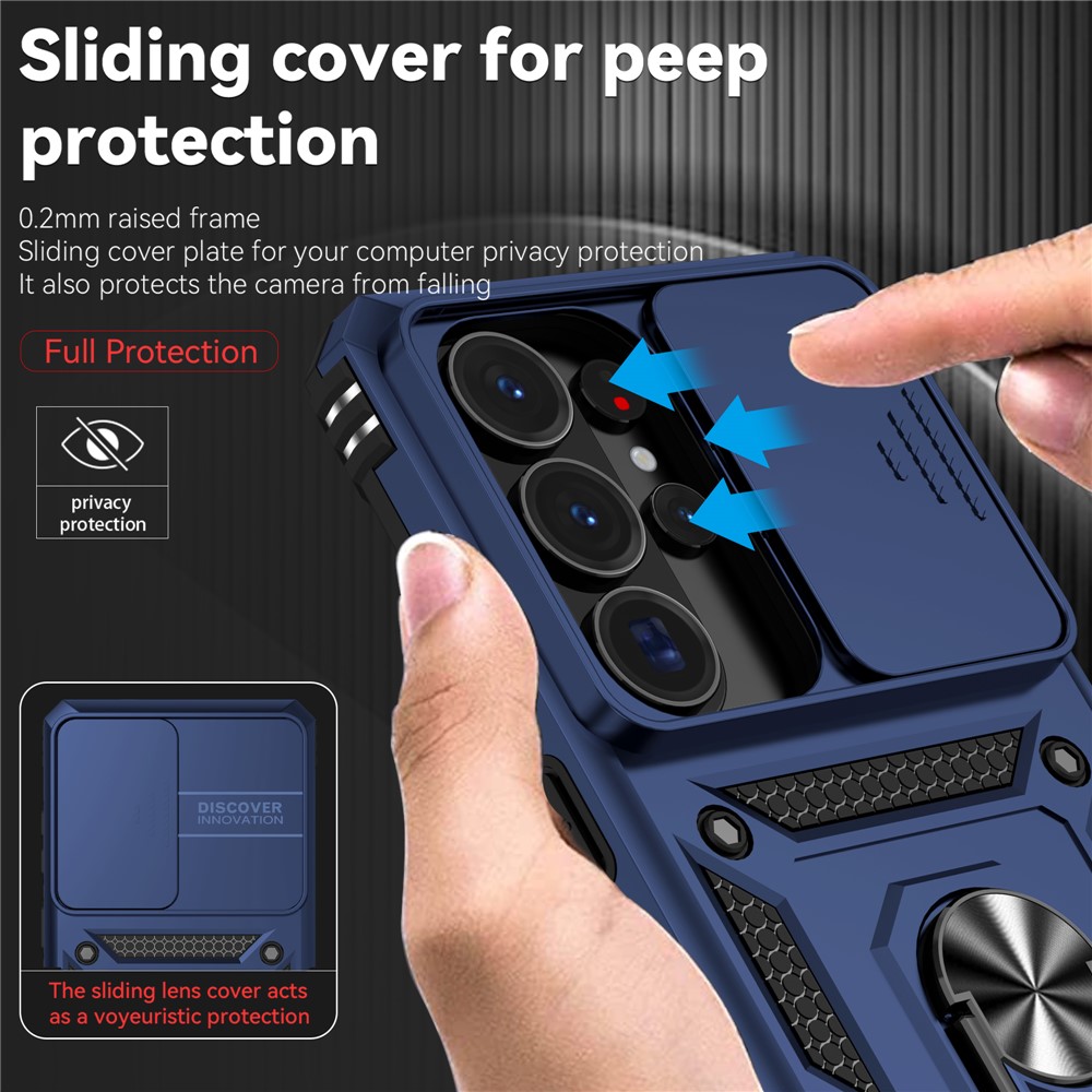  Samsung Galaxy S26 Ultra Skal CamShield Ring Hybrid Blå