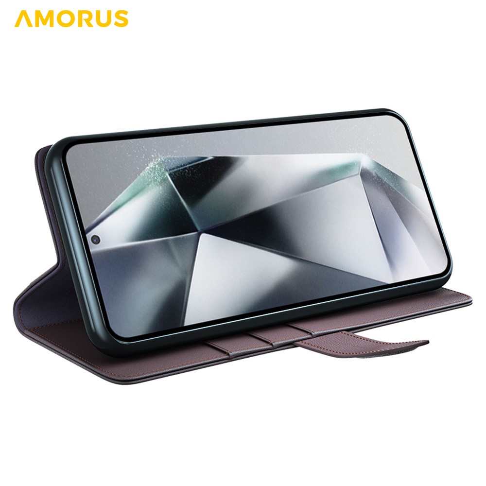 AMORUS AMORUS Samsung Galaxy S26 Ultra Fodral Äkta Läder Brun