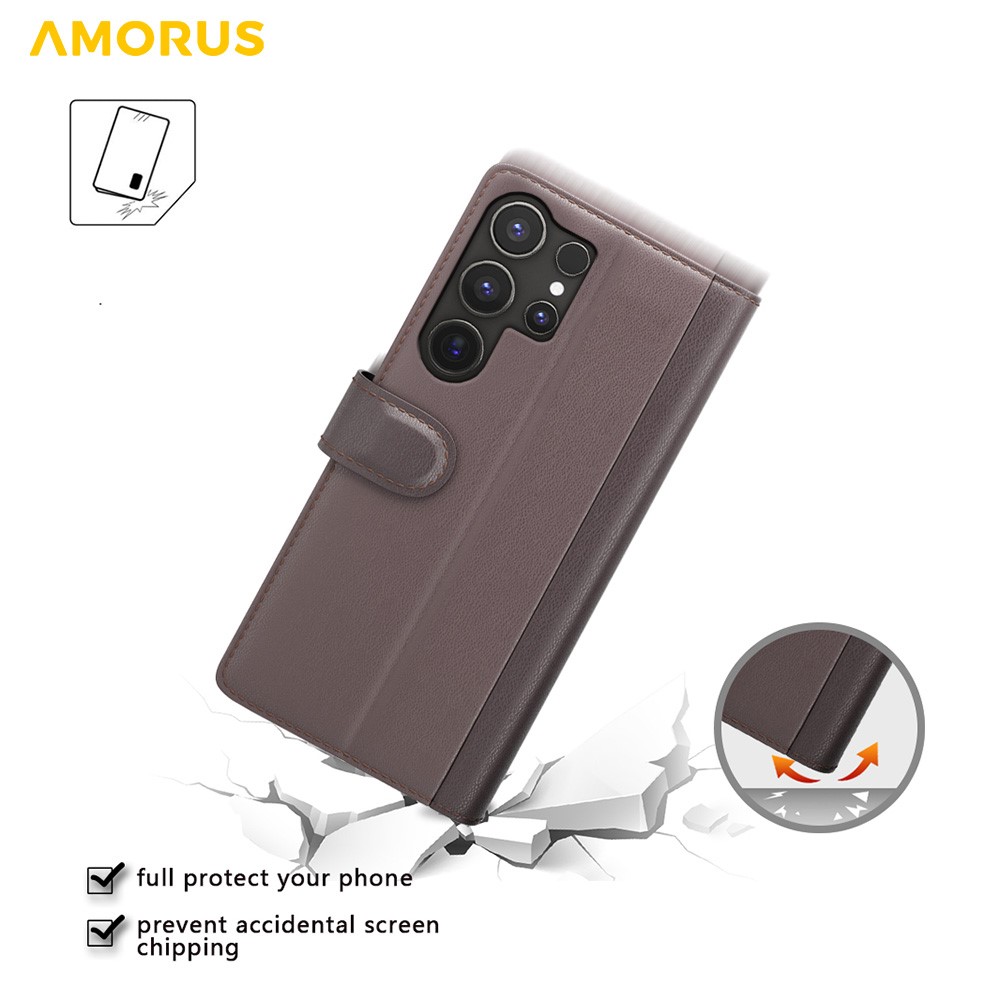 AMORUS AMORUS Samsung Galaxy S26 Ultra Fodral Äkta Läder Brun