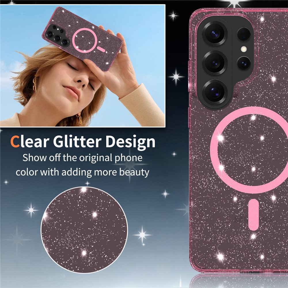  Samsung Galaxy S26 Ultra Skal MagSafe Glitter Rosa