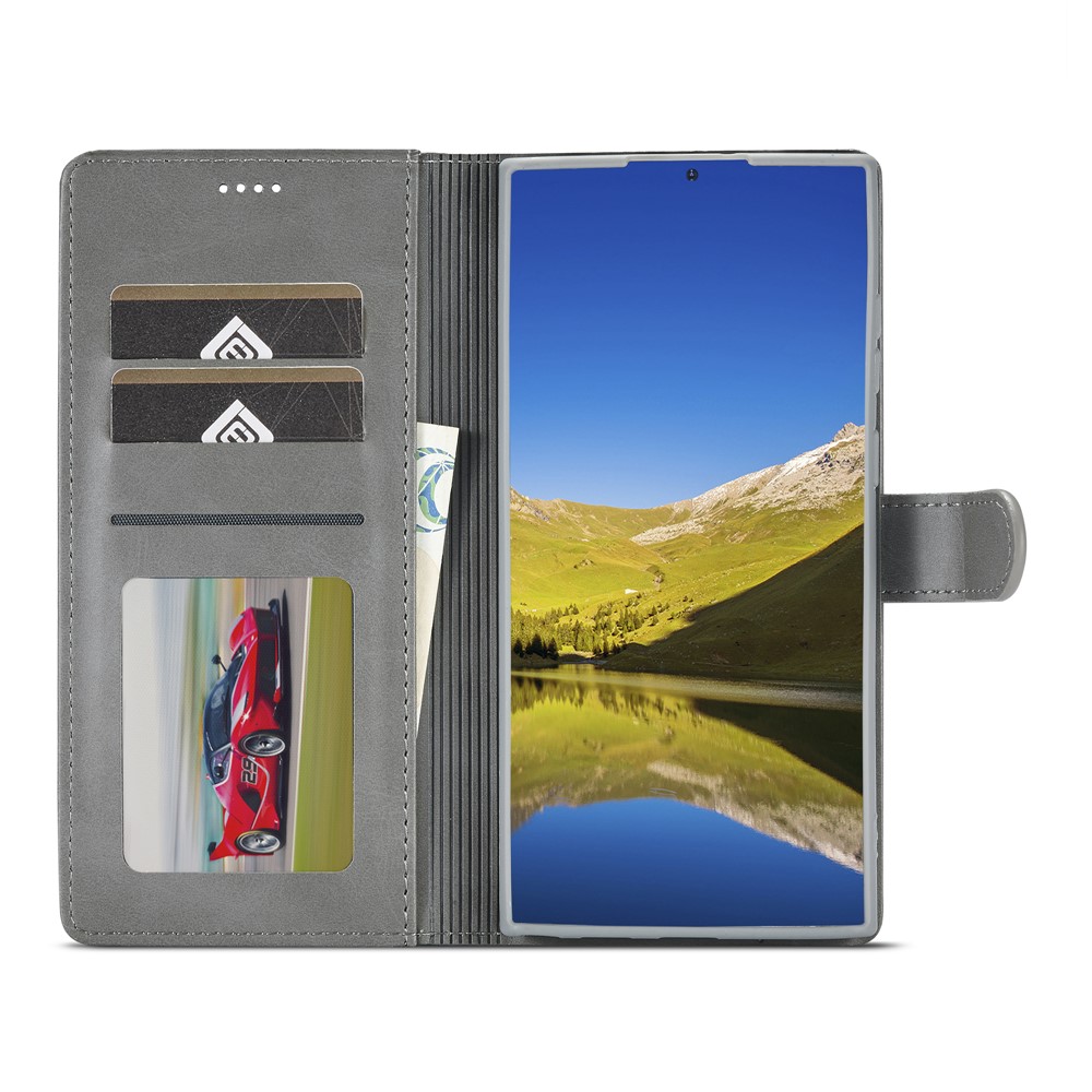 LC.IMEEKE LC.IMEEKE Samsung Galaxy S26 Ultra Fodral Läder Grå