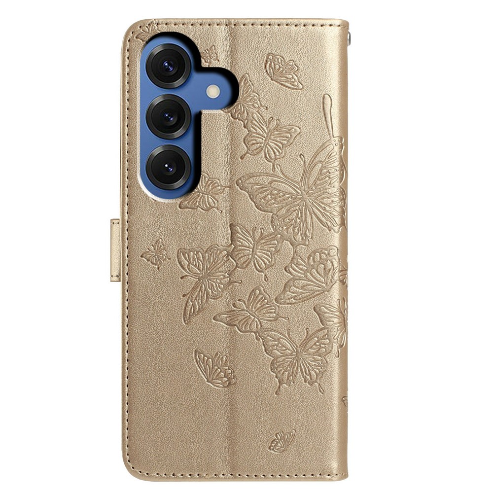  Samsung Galaxy S26 Fodral Fjäril Tryck Guld