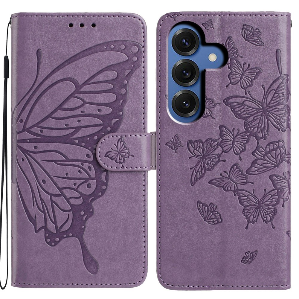  Samsung Galaxy S26 Fodral Fjäril Tryck Lila