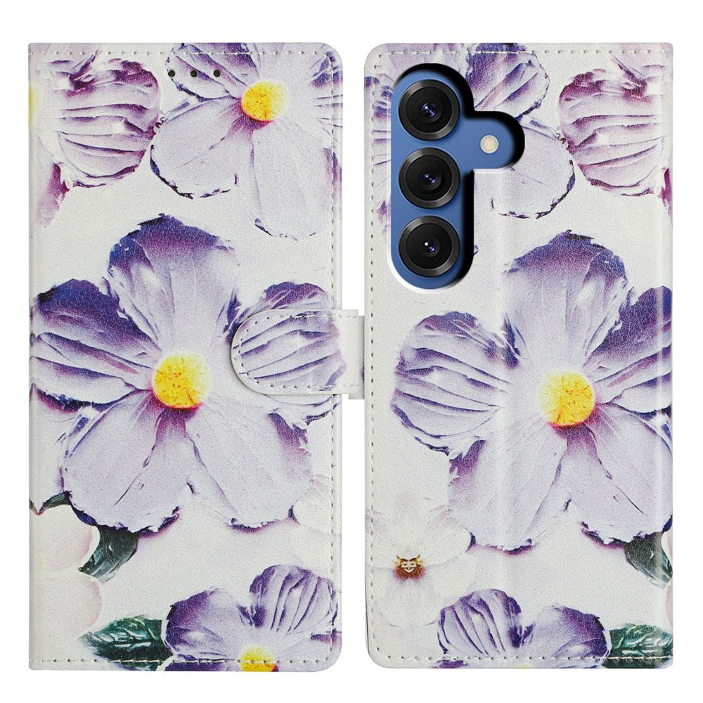  Samsung Galaxy S26 Fodral Med Tryck Lila Blommor