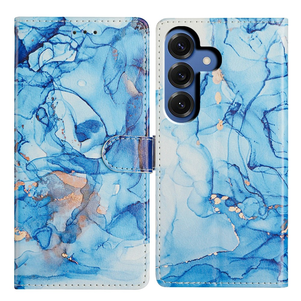  Samsung Galaxy S26 Fodral Med Tryck Blå Marmor