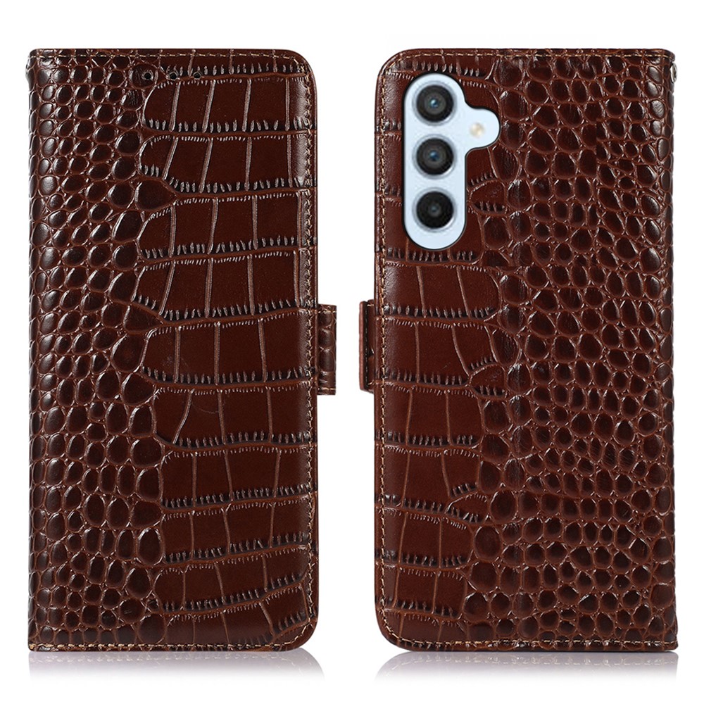  Samsung Galaxy S26 Fodral RFID Äkta Läder Krokodil Textur