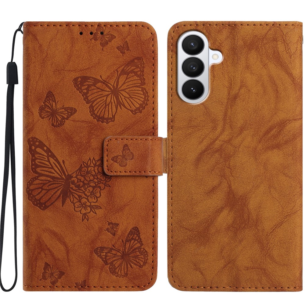  Samsung Galaxy S26 Fodral Fjäril Tryck Brun