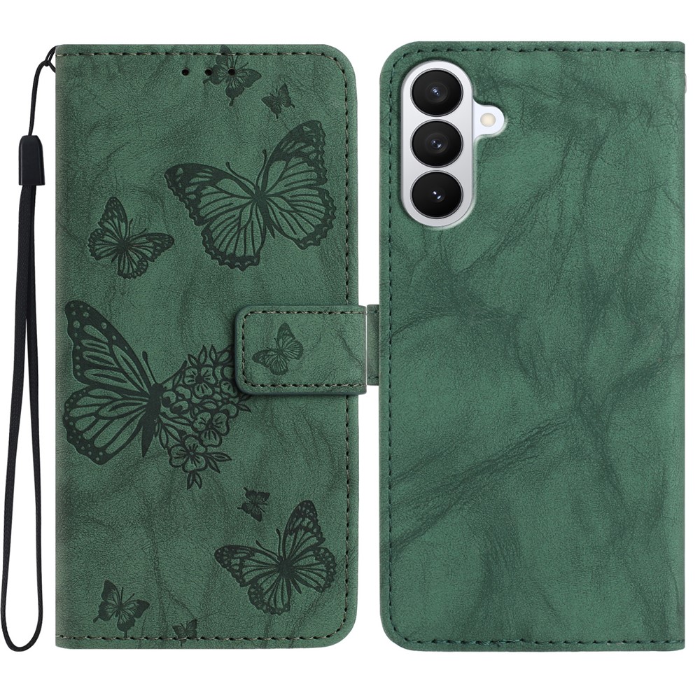  Samsung Galaxy S26 Fodral Fjäril Tryck Grön