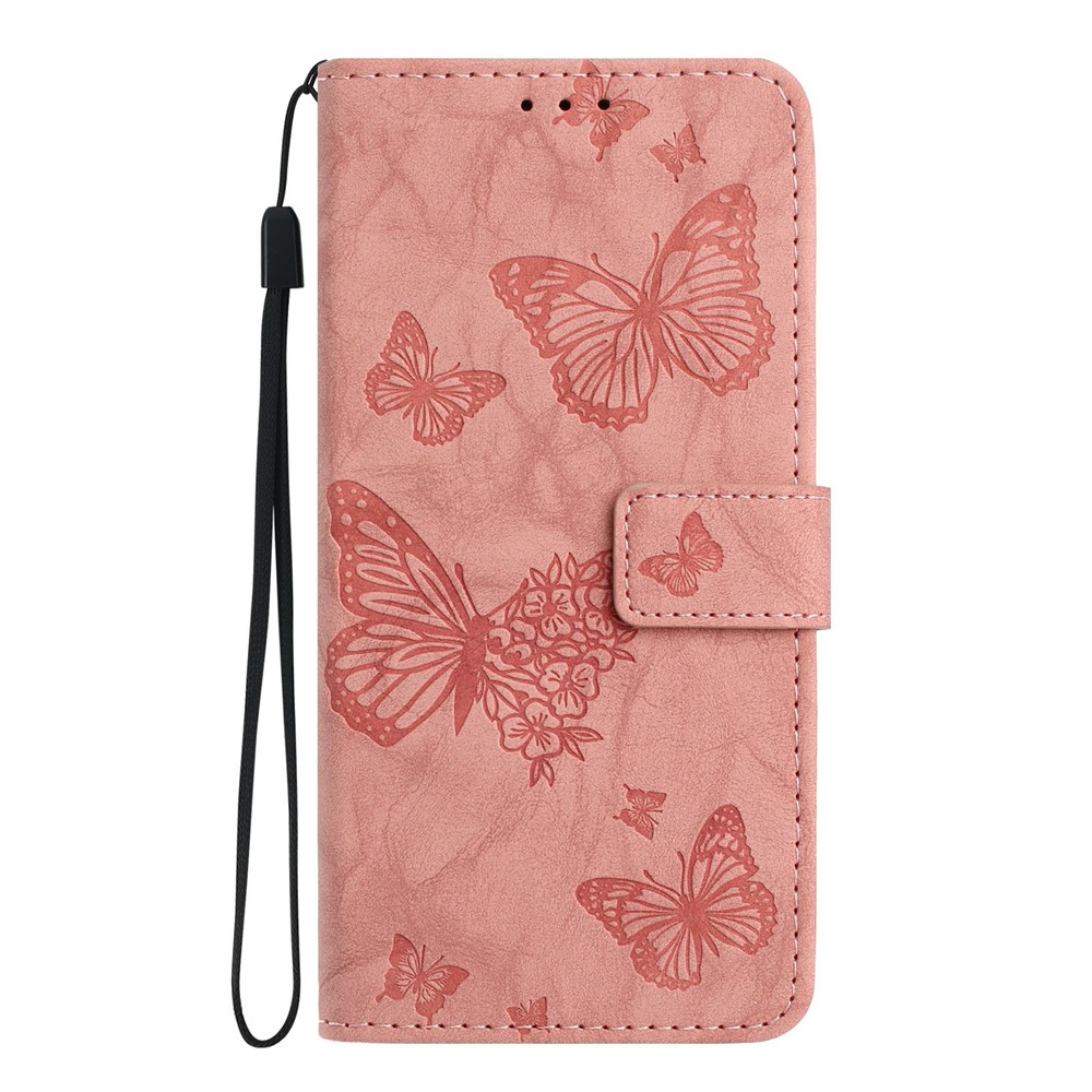  Samsung Galaxy S26 Fodral Fjäril Tryck Rosa
