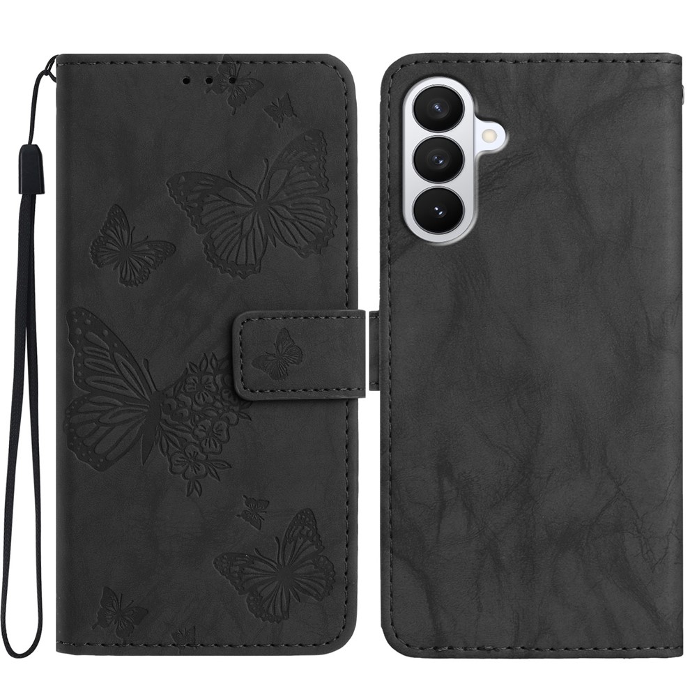  Samsung Galaxy S26 Fodral Fjäril Tryck Svart