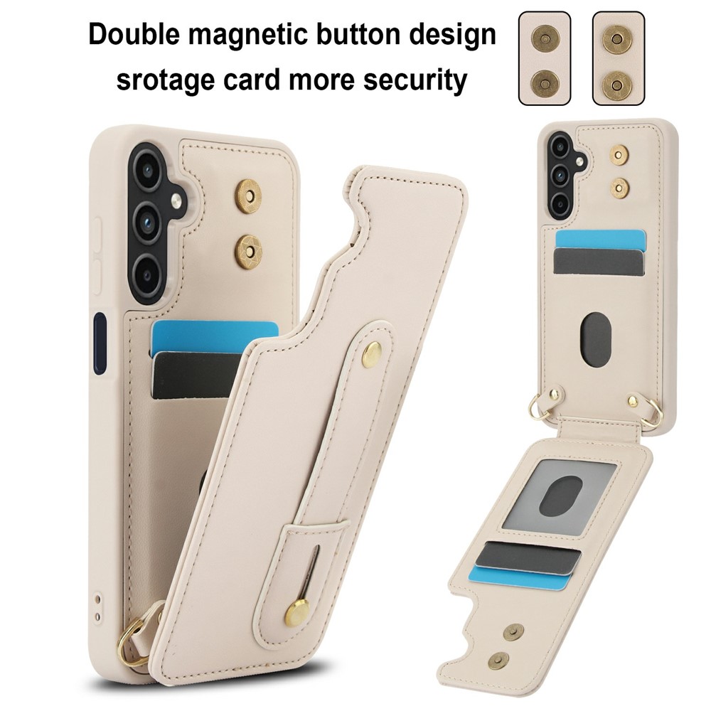  Samsung Galaxy S26 Skal Multifunktionellt Läder Beige