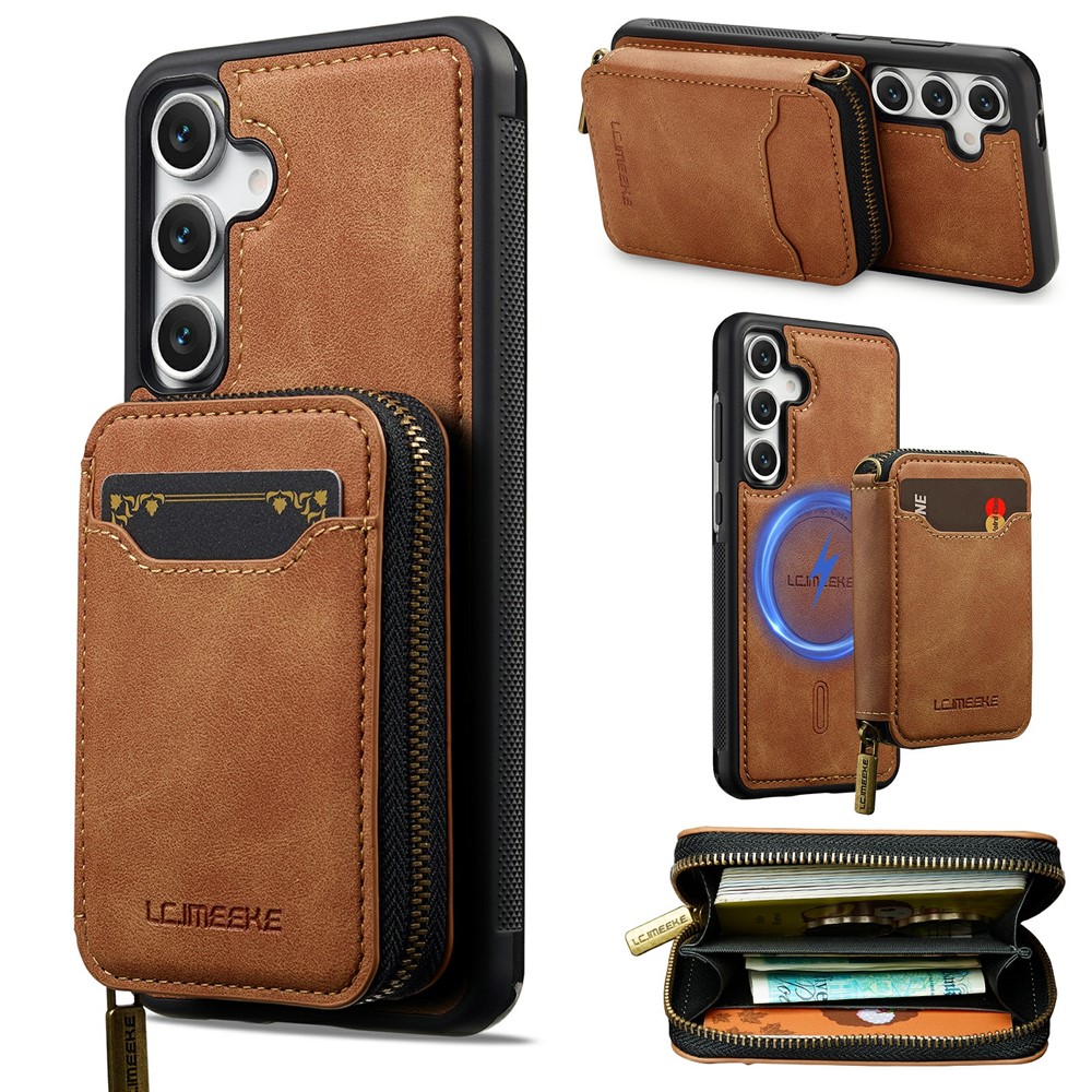 LC.IMEEKE LC.IMEEKE Galaxy S26 Skal Avtagbar Korthållare Brun