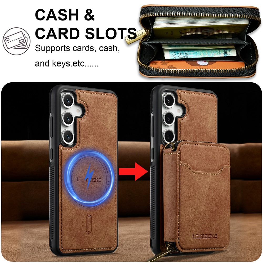 LC.IMEEKE LC.IMEEKE Galaxy S26 Skal Avtagbar Korthållare Brun