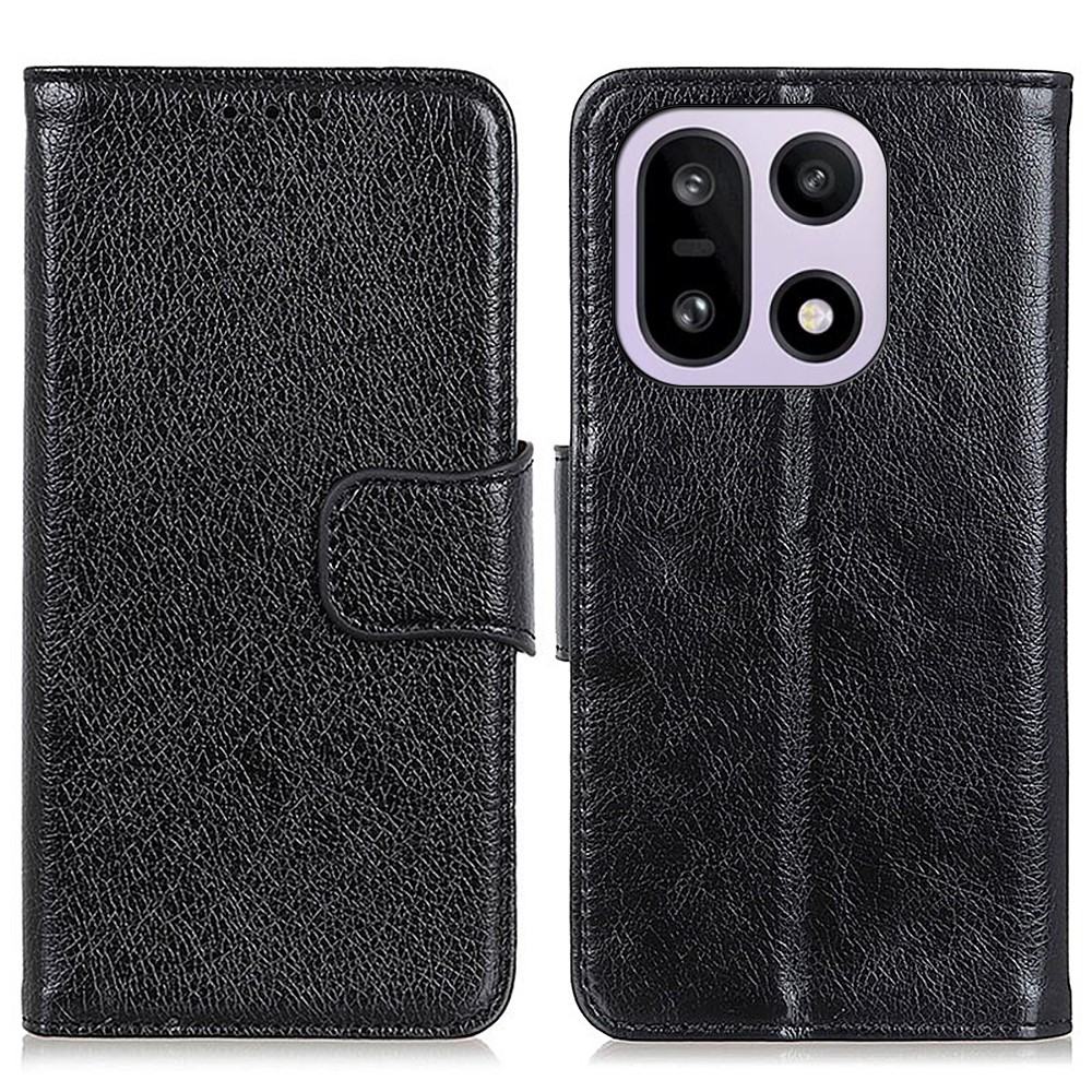  OnePlus 15 Fodral Läder Nappa Textur Svart