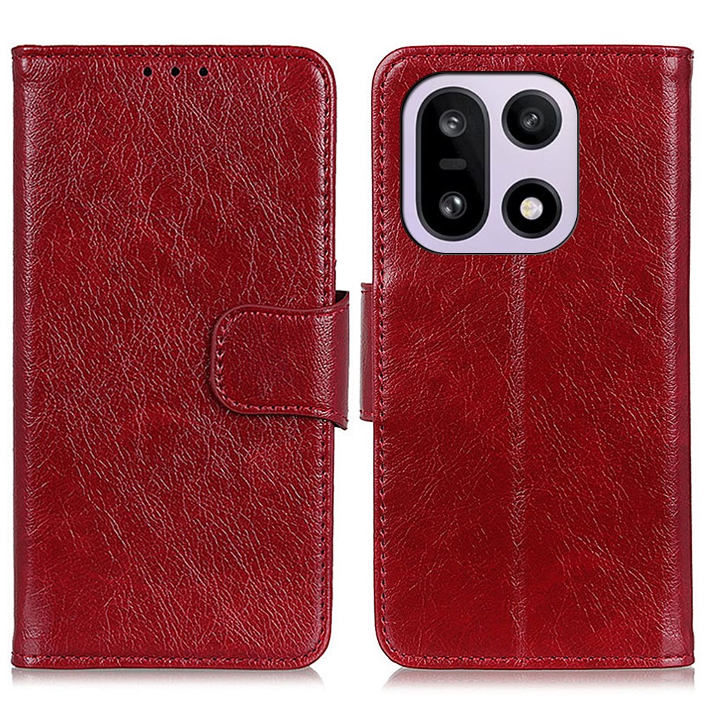  OnePlus 15 Fodral Läder Nappa Textur Röd