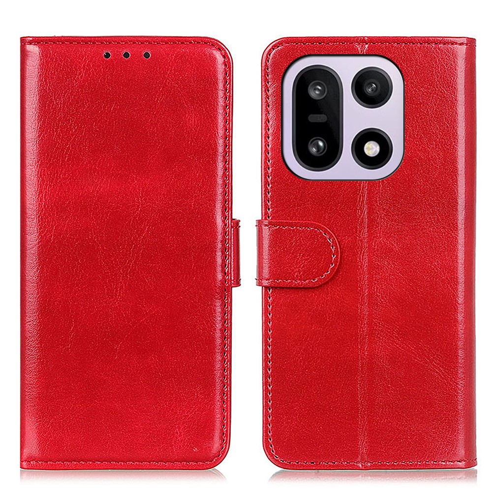  OnePlus 15 Fodral Crazy Horse Läder Röd