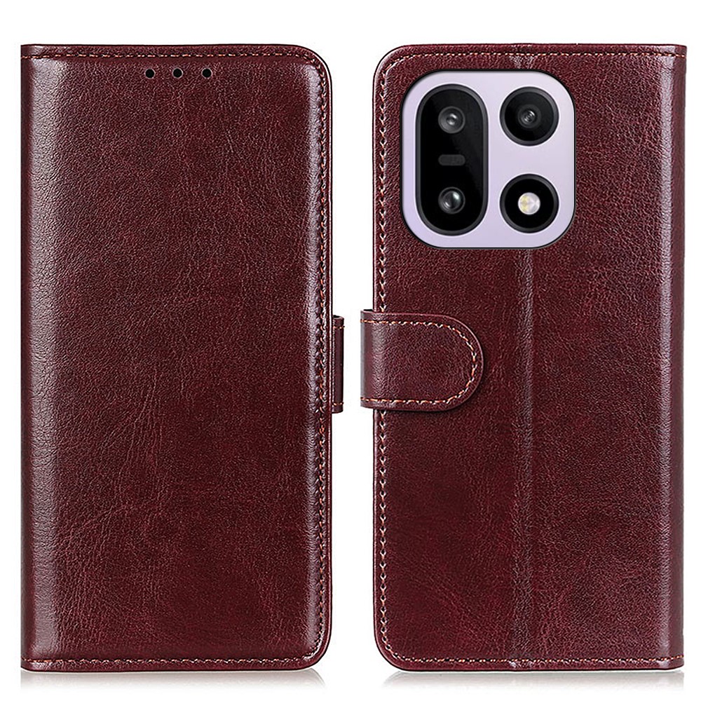  OnePlus 15 Fodral Crazy Horse Läder Brun