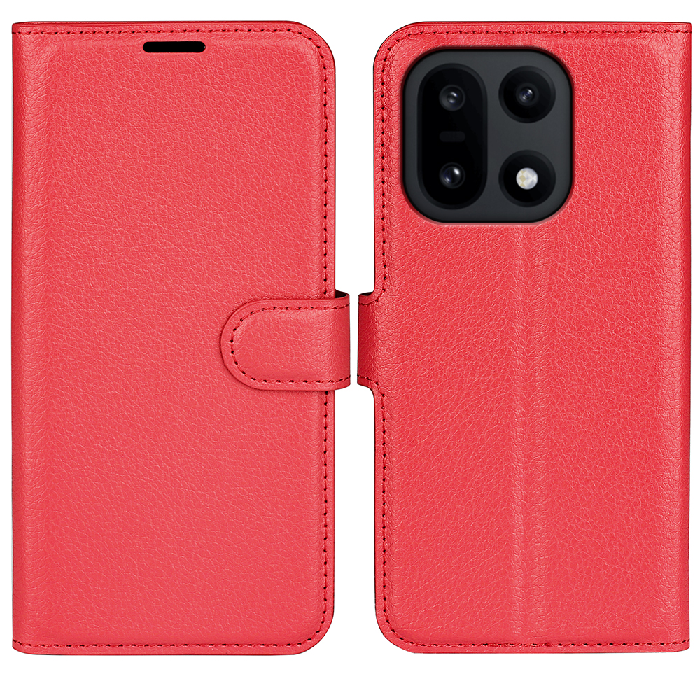  OnePlus 15 Fodral Litchi Läder Röd