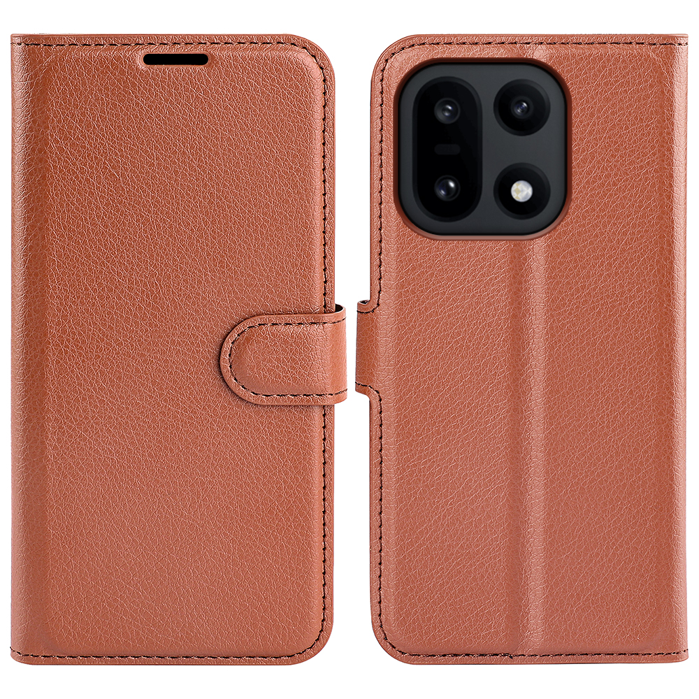  OnePlus 15 Fodral Litchi Läder Brun
